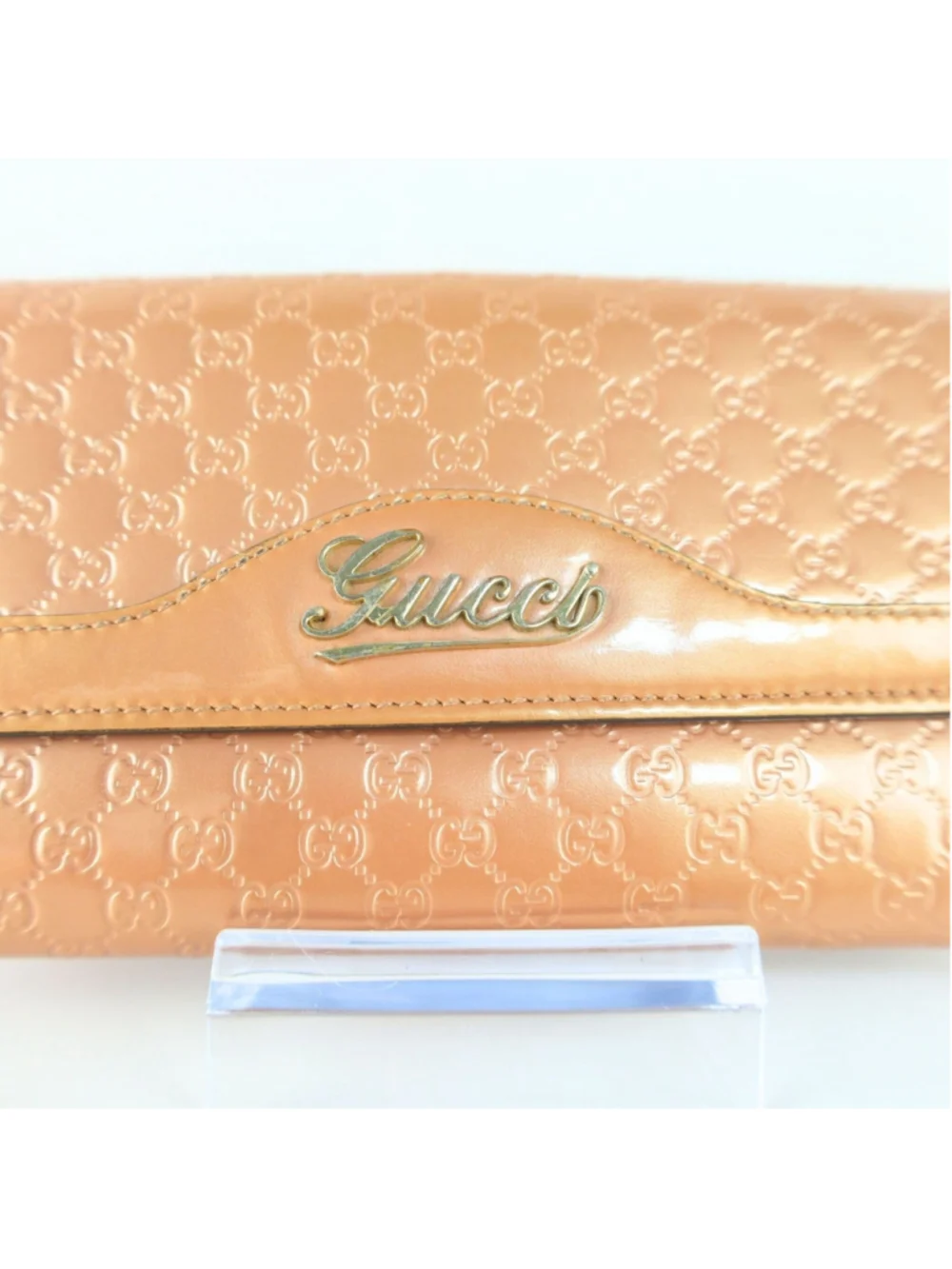 GUCCI Guccisima Trifold wallet Long Wallet Purse GG Enamel Pink Women Used Auth - Picture 2 of 16